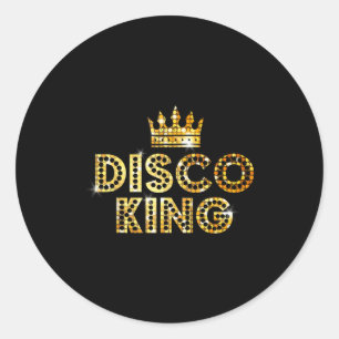 Pegatina Redonda Rey Disco Funky Vintage 70s 80s Para Fiestas De Ba