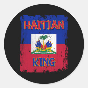 Pegatina Redonda Rey Haitiano Bandera De Haití Emblema Escudo Haiti