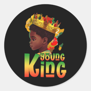 Pegatina Redonda Rey Negro Joven Mes de la Historia Negra Niños Afr