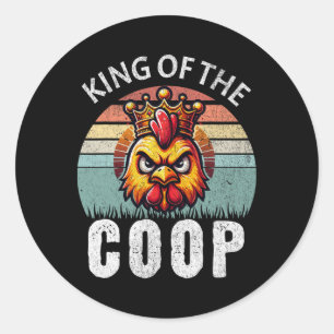 Pegatina Redonda Rey Retro De La Coop Angry Daddy Chicken Padres
