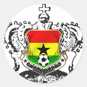 Pegatina Redonda Reyes guerreros de Ghana enfrían emblema de Ghana