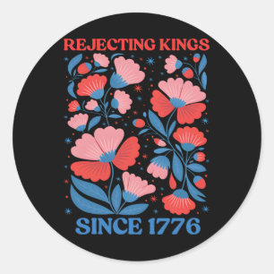 Pegatina Redonda Reyes rechazando retro desde 1776 Boho floral muje