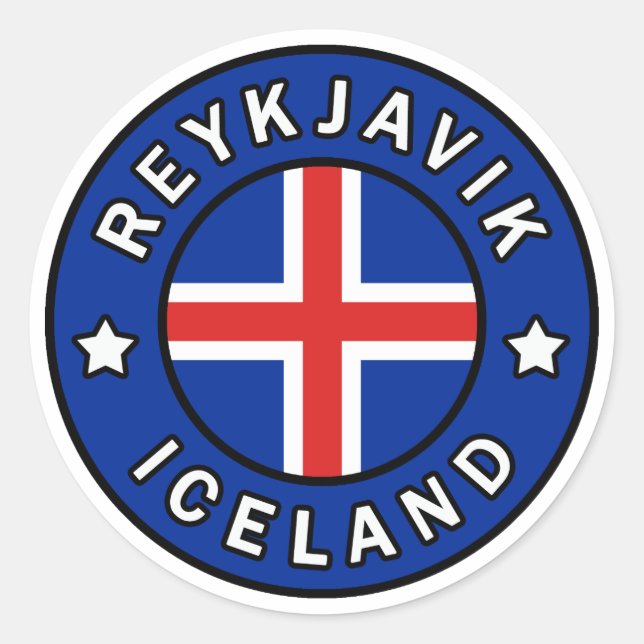 Pegatina Redonda Reykjavik Islandia (Anverso)