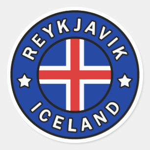 Pegatina Redonda Reykjavik Islandia