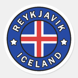 Pegatina Redonda Reykjavik Islandia