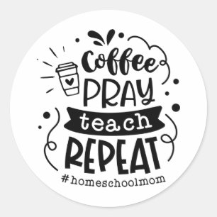 Pegatina Redonda Rezar para el café