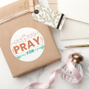 Pegatina Redonda Rezar por la humanidad