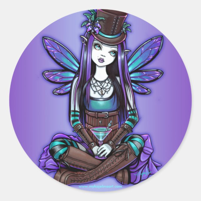 Pegatina Redonda "Rhapsody" Gothic Absinthe Fairy Art Pegatinas (Anverso)