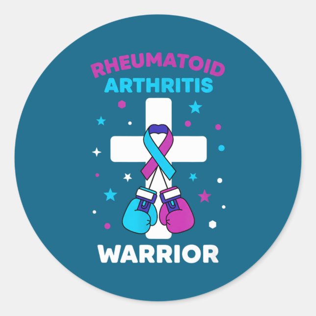 Pegatina Redonda Rheumatoid Warrior Arthritis Awareness Laugh (Anverso)