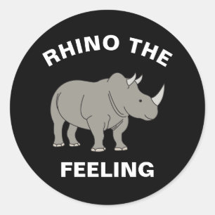 Pegatina Redonda Rhino El Rinoceronte De Rhinoceros Pun