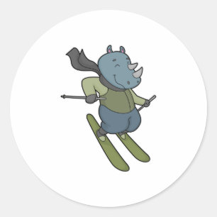 Pegatina Redonda Rhino Skier Ski