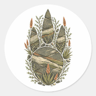 Pegatina Redonda Rhinoceros Botanical Footprint Nature Sticker