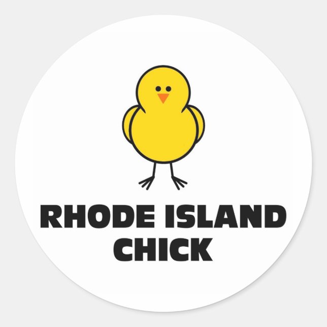 Pegatina Redonda Rhode Island Chick (Anverso)