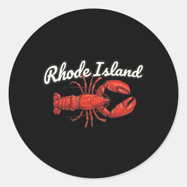 Pegatina Redonda Rhode Island Lobster (Anverso)