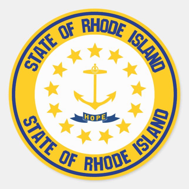 Pegatina Redonda Rhode Island Round Emblem (Anverso)