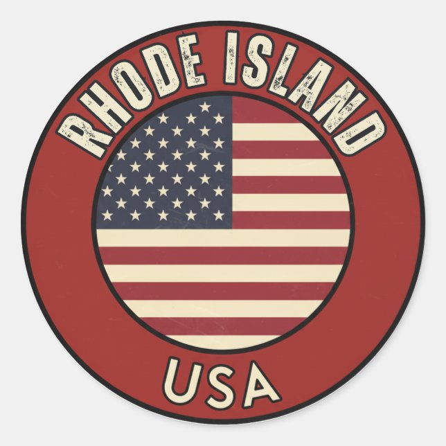 Pegatina Redonda Rhode Island United States of America (Anverso)