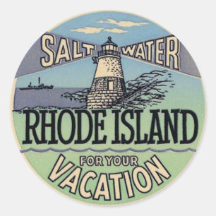 Pegatina Redonda Rhode Island Vintage Travel
