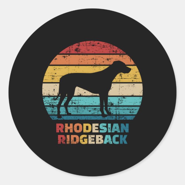 Pegatina Redonda Rhodesian Ridgeback (Anverso)
