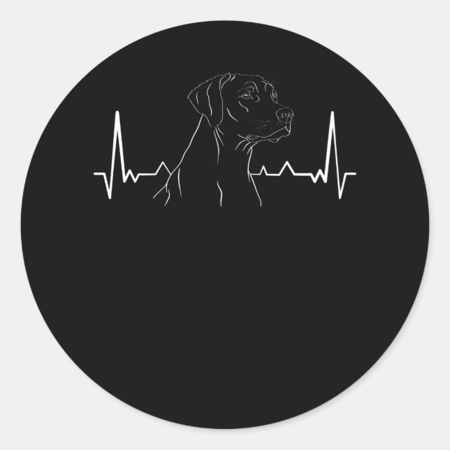 Pegatina Redonda Rhodesian Ridgeback Heartbeat (Anverso)