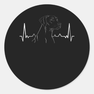 Pegatina Redonda Rhodesian Ridgeback Heartbeat