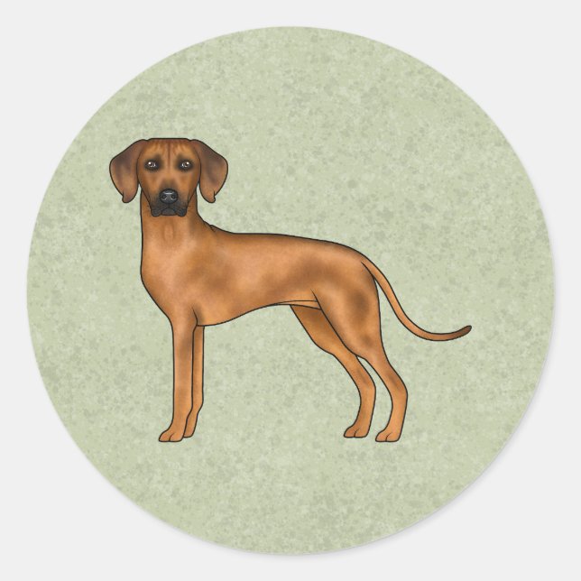 Pegatina Redonda Rhodesian Ridgeback Perro León Africano Lindo Verd (Anverso)