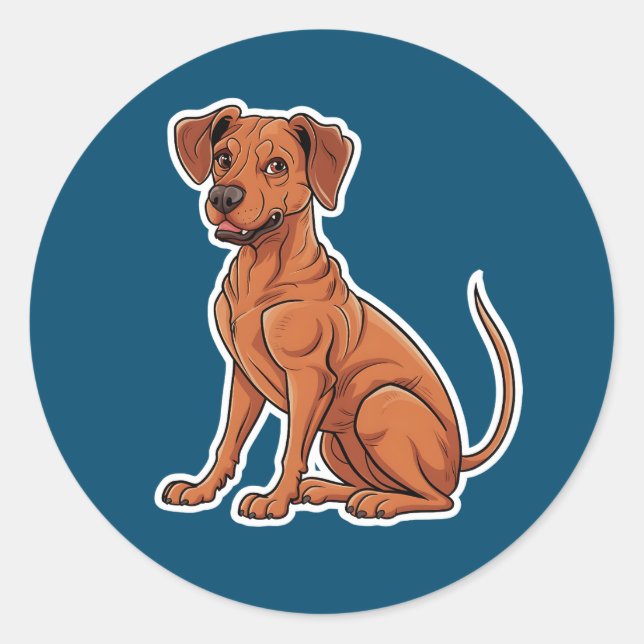 Pegatina Redonda Rhodesian Ridgeback Sticker (Anverso)