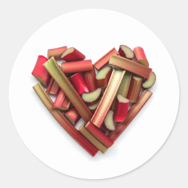 Pegatina Redonda Rhubarb Heart (Anverso)