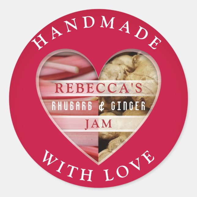 Pegatina Redonda Rhubarb y Ginger Jam (Anverso)