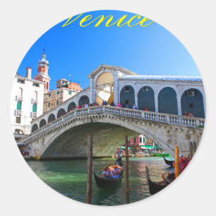 Pegatina Redonda Rialto Bridge Venice - Pro Photo