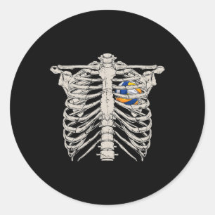 Pegatina Redonda Rib Cage Volleyball Ball Heart Happy Halloween Day