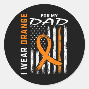 Pegatina Redonda Ribbon Dad Leukemia Awareness American Flag Graphi