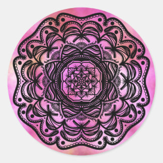 Pegatina Redonda Ribbon Mandala