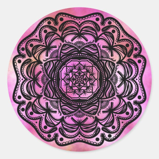 Pegatina Redonda Ribbon Mandala (Anverso)