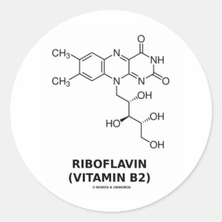 Pegatina Redonda Riboflavina (vitamina B2) Molécula química
