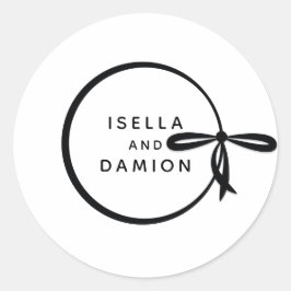 PEGATINA REDONDA RIBÓN NEGRO Y BOW