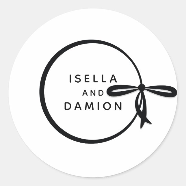 PEGATINA REDONDA RIBÓN NEGRO Y BOW (Anverso)