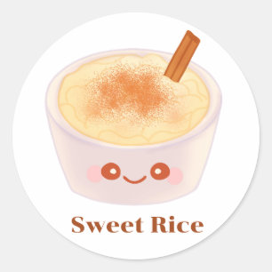 Pegatina Redonda Rice dulce pudding Arroz Con Leche Mexicano