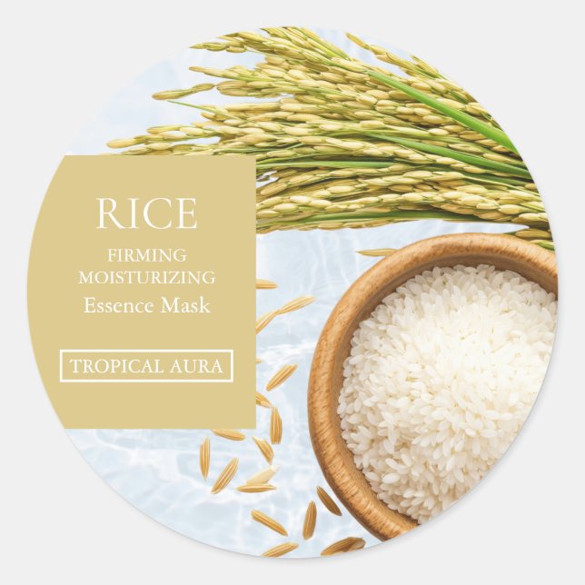Pegatina Redonda Rice Facial Mask Label (Anverso)
