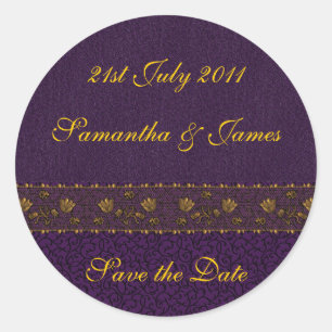 Pegatina Redonda Rich Purple Boda