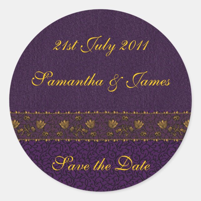 Pegatina Redonda Rich Purple Boda (Anverso)