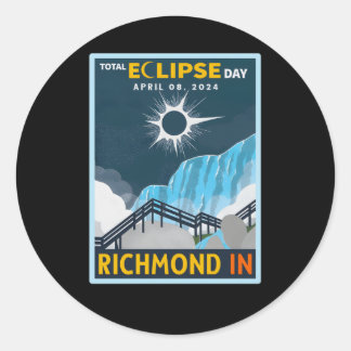 Pegatina Redonda Richmond Indiana En Eclipse Solar Total 2024