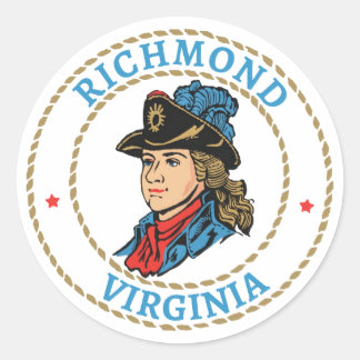 Pegatina Redonda Richmond Virginia Colonial