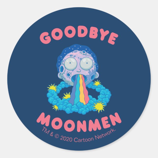 Pegatina Redonda RICK AND MORTY™ | Adiós Moonmen (Anverso)