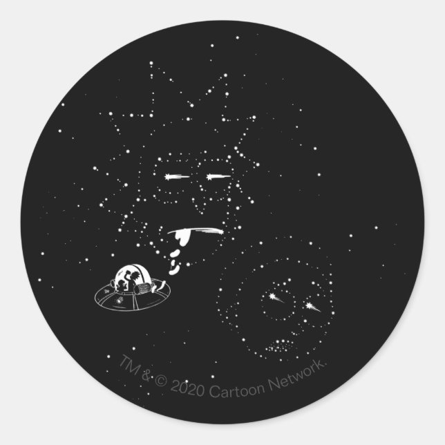 Pegatina Redonda RICK AND MORTY™ | Constelaciones (Anverso)