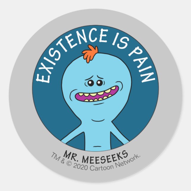 Pegatina Redonda RICK AND MORTY™ | La Existencia Es Dolor (Anverso)