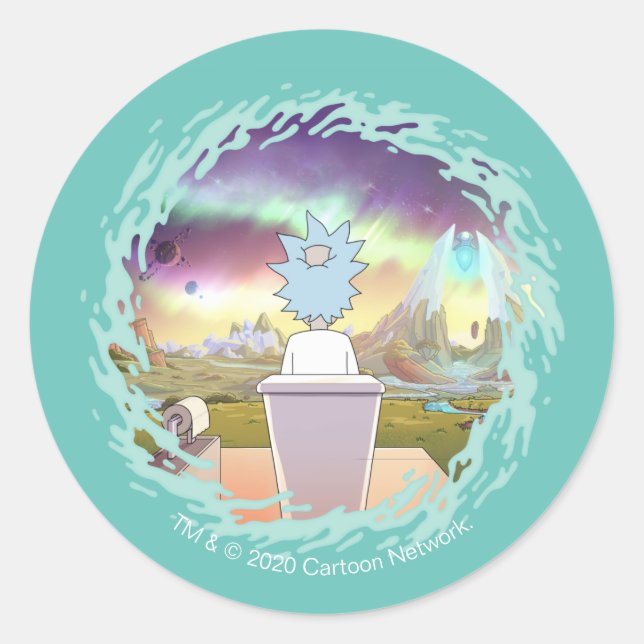 Pegatina Redonda RICK AND MORTY™ | Lugar privado de Rick (Anverso)