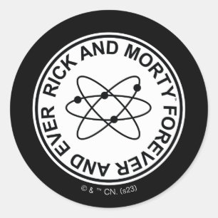 Pegatina Redonda Rick y Morty para siempre y siempre atómico Badge
