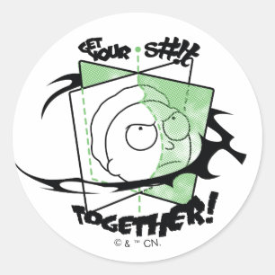 Pegatina Redonda RICK Y MORTY™   ¡Pon tu mierda en orden!
