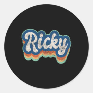 Pegatina Redonda Ricky First Name Boy Vintage Style 70s 80s Persona