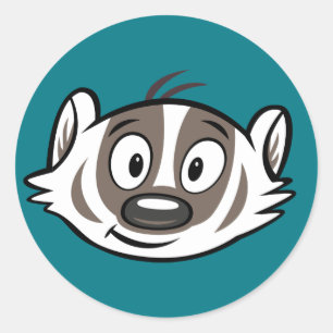 Pegatina Redonda Ricky Raccoon   Cara del distintivo del boomer